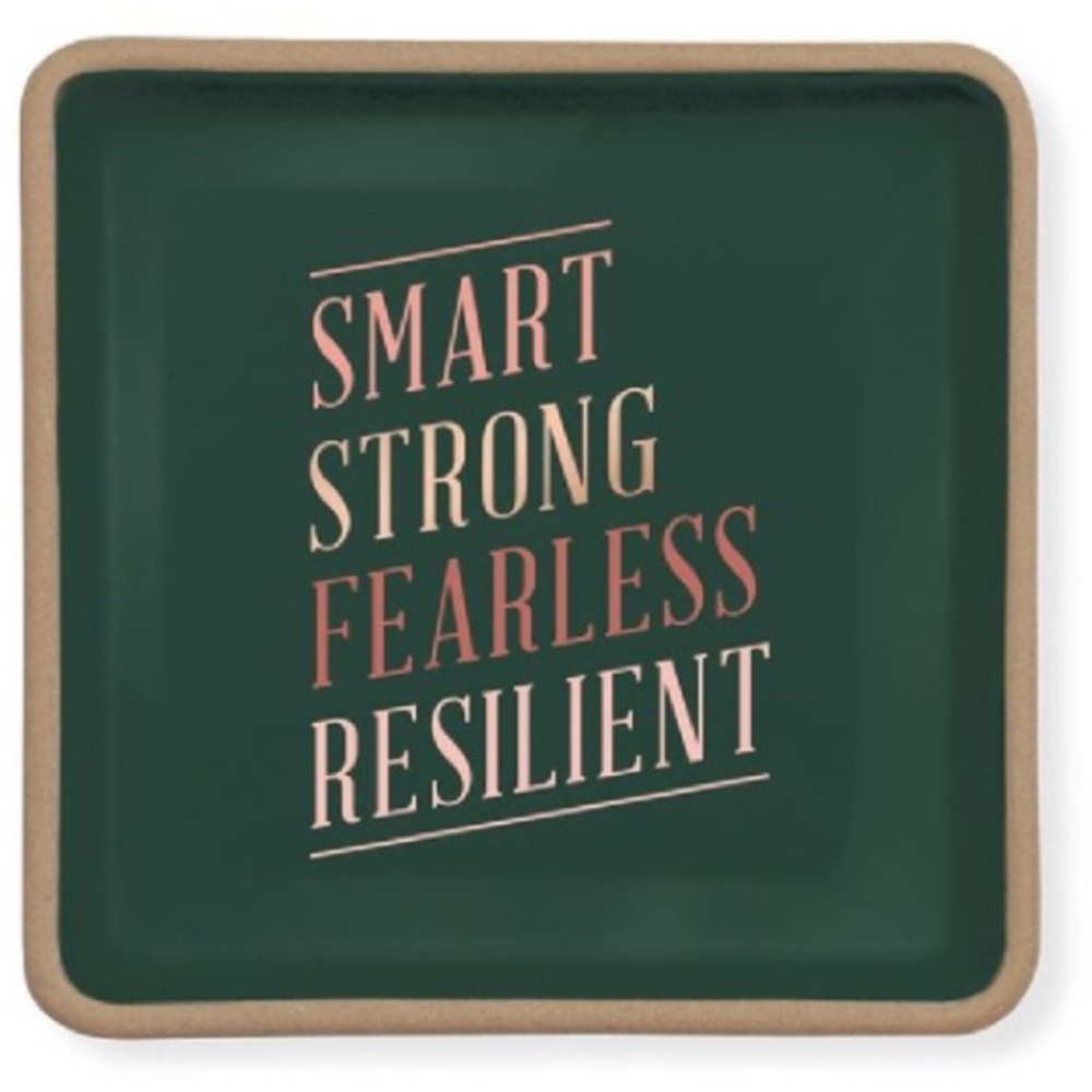“smart/strong/fearless/resilient” decorative stoneware tray-NWT